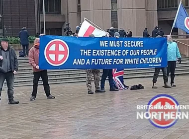 BM protest outside Liverpool crown court.